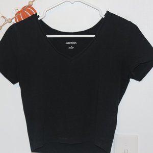 Black V-Neck Crop Top